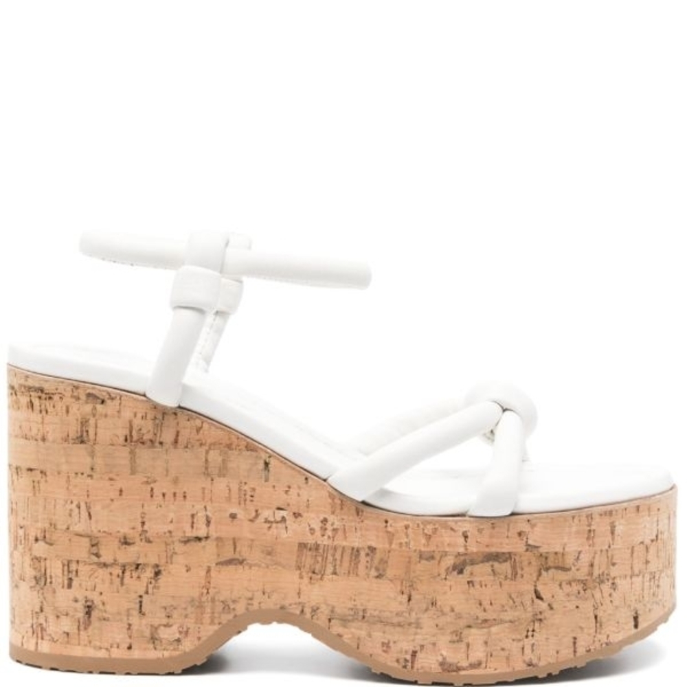 $925 RRP Gianvito Rossi White Platform Wedge Sandals. Size 40.